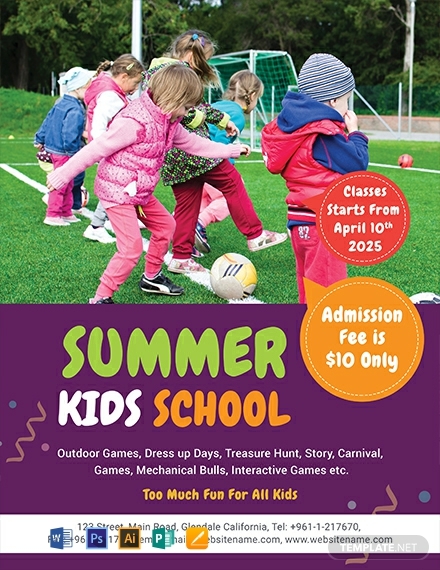 free summer kids school flyer template 440x570