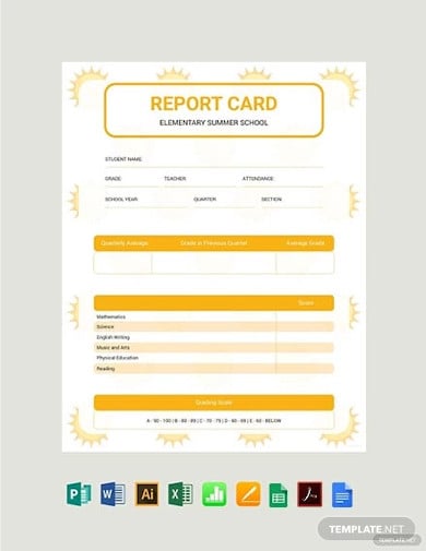 free summer report card template