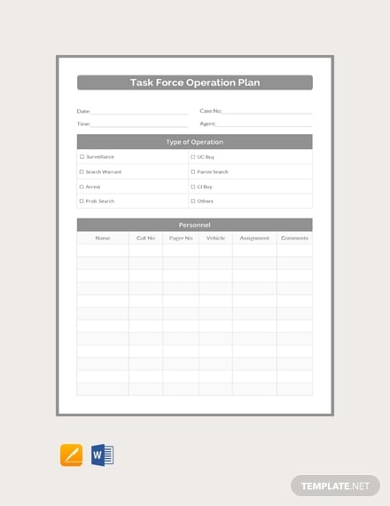 free task force operation plan template 440x570