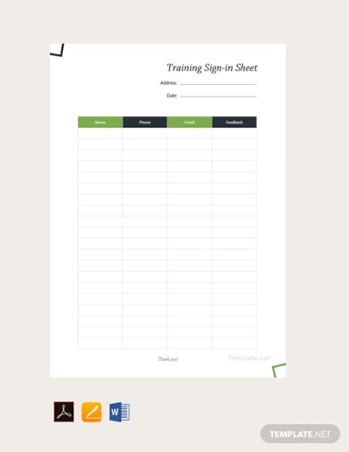 free training sign in sheet template