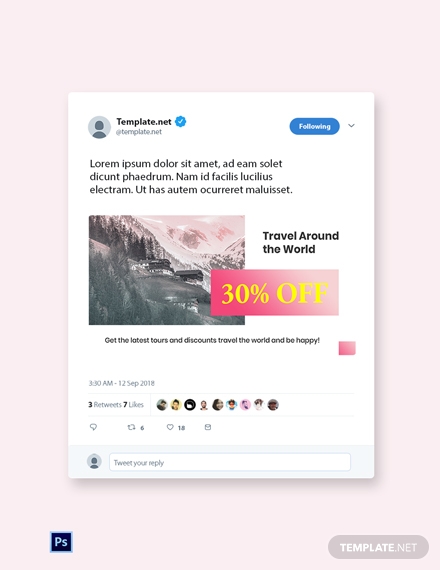 free travel discount twitter post template