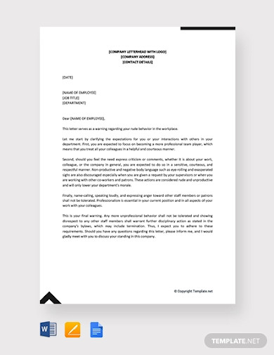 14+ Warning Letter Templates - Google Docs, Word, Pages, PDF