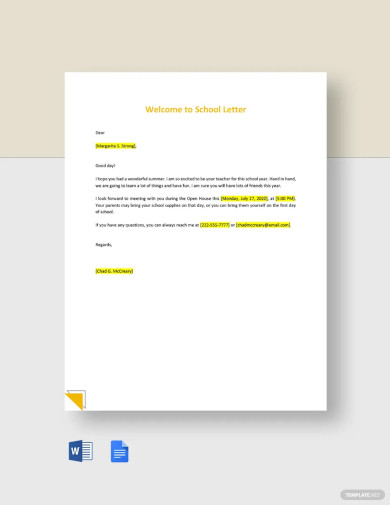 free welcome to school letter template