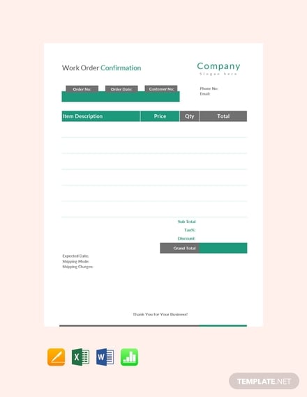 free work order confirmation template 440x570