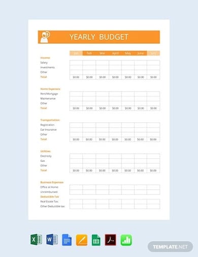 free yearly budget template