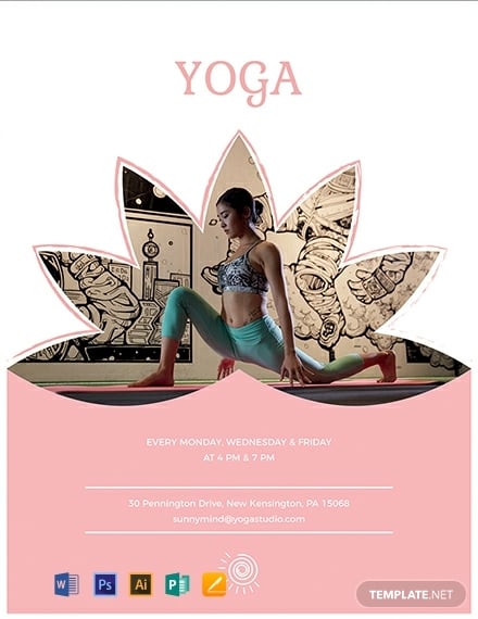 free yoga class flyer template 440x570 1