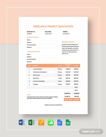 15+ Project Quotation Templates in PDF | DOC