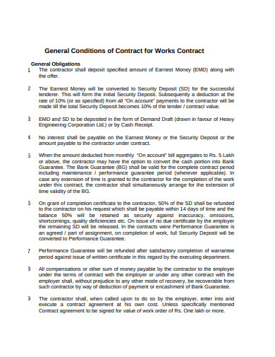general conditions for work contract template