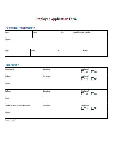 general employee application form