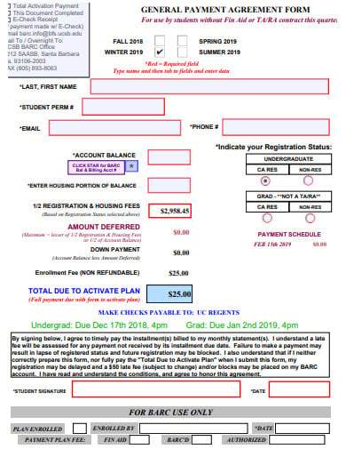 general payment agreement form