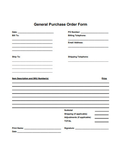 general purchase order form