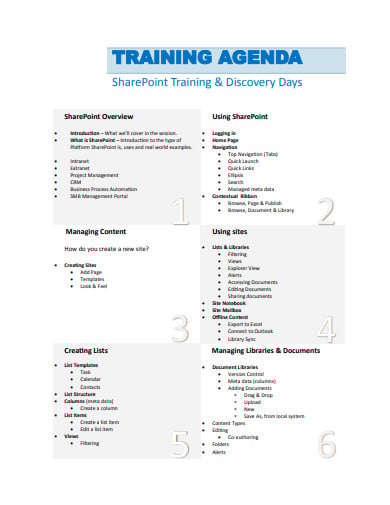 general training agenda template