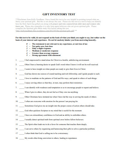 18+ Spiritual Gift Inventory Templates in PDF | Word | Google Sheets ...