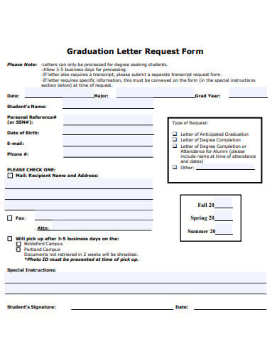 graduation letter request template
