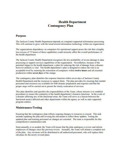 health department contingency plan
