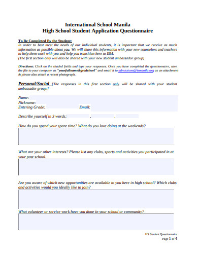 23+ Student Questionnaire Templates in Google Docs | Word | Pages | PDF