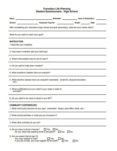 questionnaire on homework for students