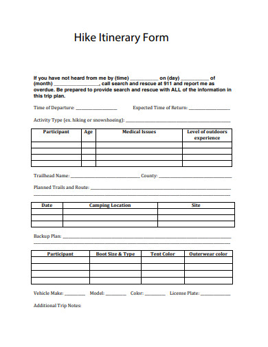 hike-itinerary-form-template
