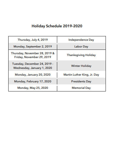 13+ Holiday Schedule Templates in Google Docs | Word | Pages | PDF | XLS