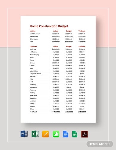 home construction budget templatev