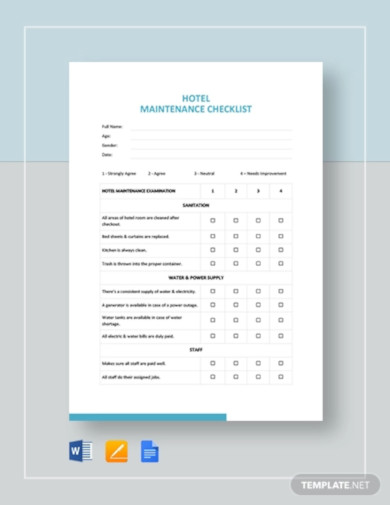 8+ Hotel Checklist Templates in Google Docs | Pages | PDF | DOC