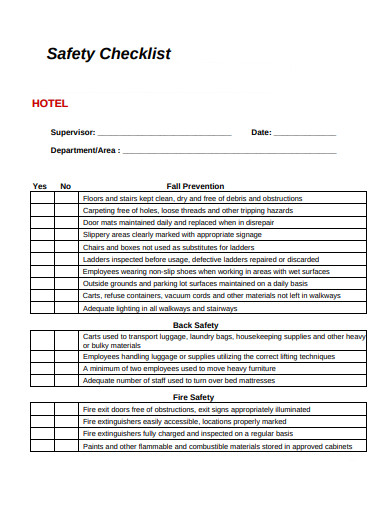 8+ Hotel Checklist Templates in Google Docs | Pages | PDF | DOC