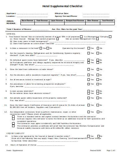 8+ Hotel Checklist Templates in Google Docs | Pages | PDF | DOC