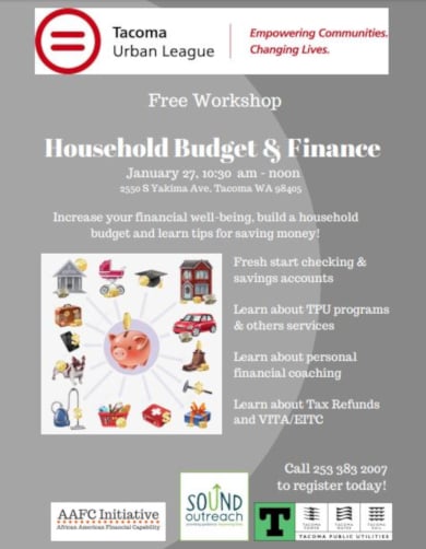 household financial budget workshop flyer template