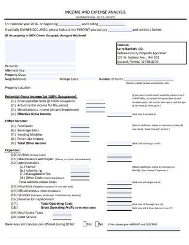income and expense anlaysis
