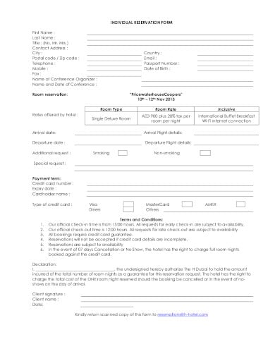 individual-reservation-form-template