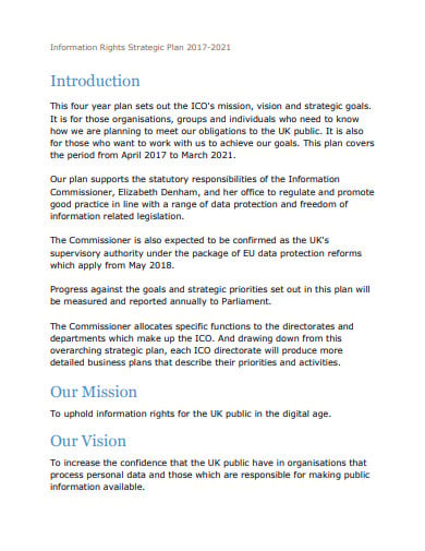 information rights strategic plan templlate