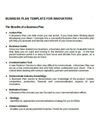 innovators business plan template