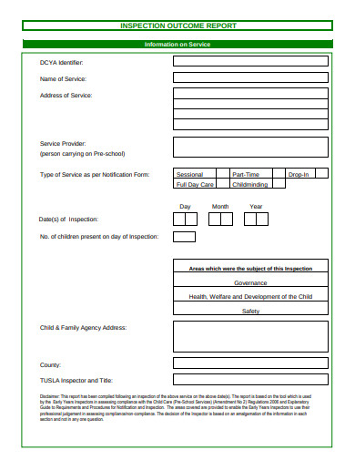 inspection outcome report template