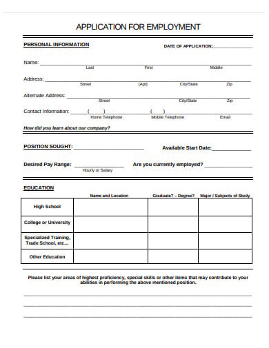 16  Job Application Form Templates in Google Docs Pages MS Word PDF