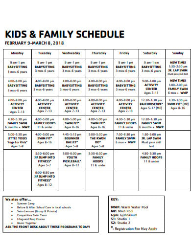 family daily schedule printable for young kids