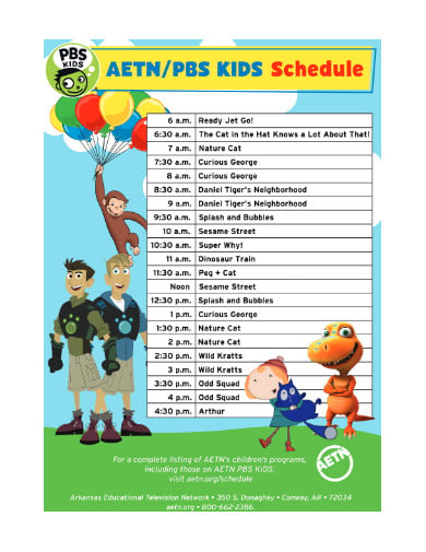 kids schedule in pdf
