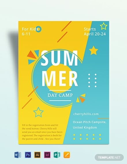 kids summer camp flyer template 440x570