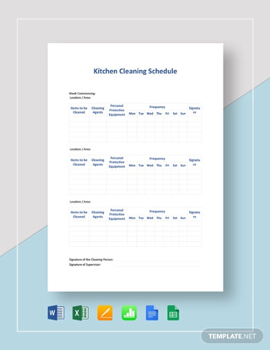 kitchen cleaning schedule template