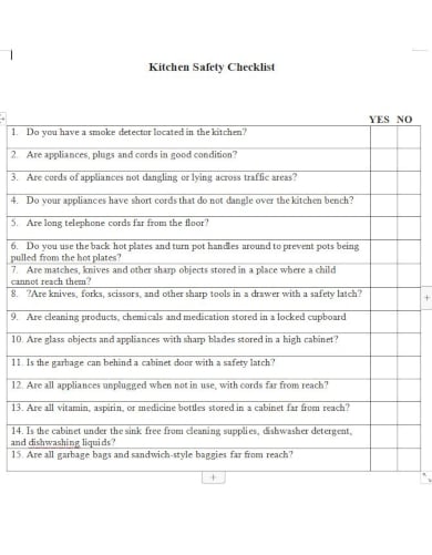 kitchen safety checklist format