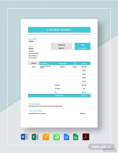 late rent invoice template