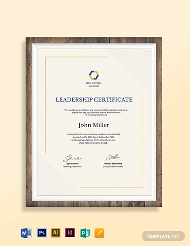 leadership award certificate template