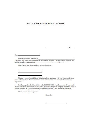 lease termination letter example