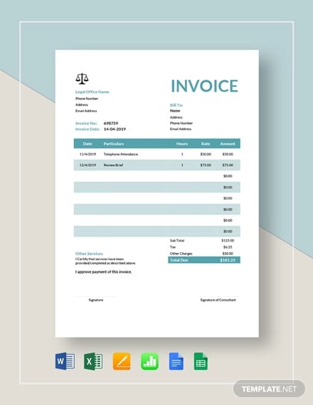 legal consulting invoice template