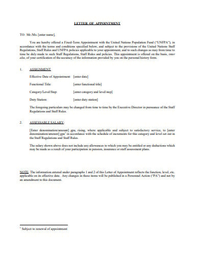 letter-appointment-sample-template