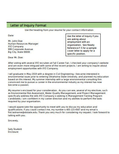 letter of inquiry format template
