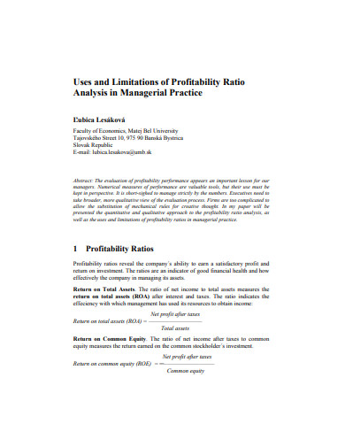 thesis on profitability analysis