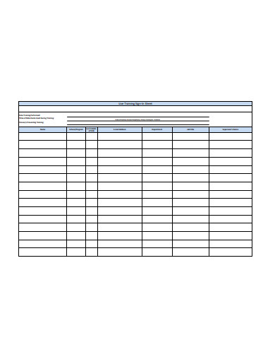 live training sign in sheet