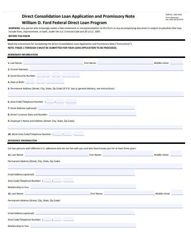 loan application and promissory note templates