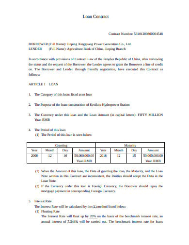 loan contract template