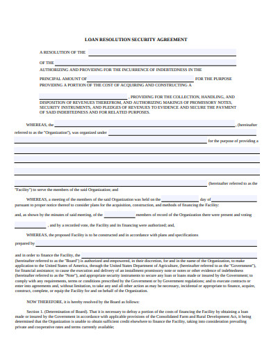 loan resolution security agreement template